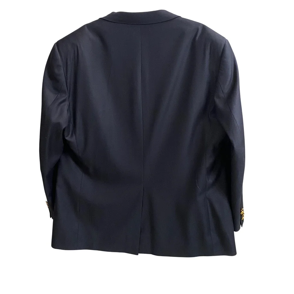 Brooks Brothers Country Club Navy Blazer Loro Piana Super 120s Wool USA 50R Gold